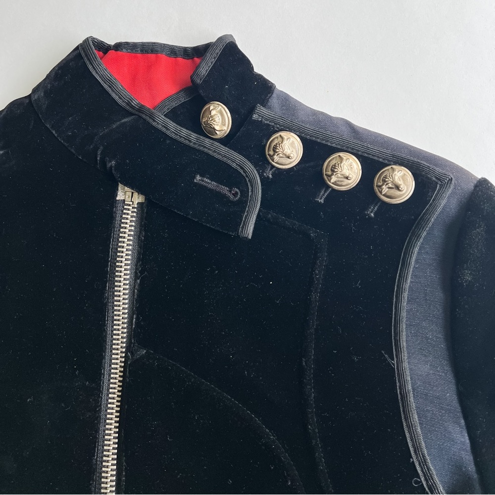 Vintage Jean Paul Gaultier Black Velvet Military Jacket S Eu 42 - Picture 4 of 13